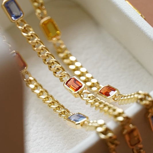 kubanische Kettenarmbänder mit Regenbogensteinen