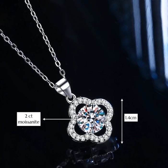 Moissanit-Glücksklee-Halskette